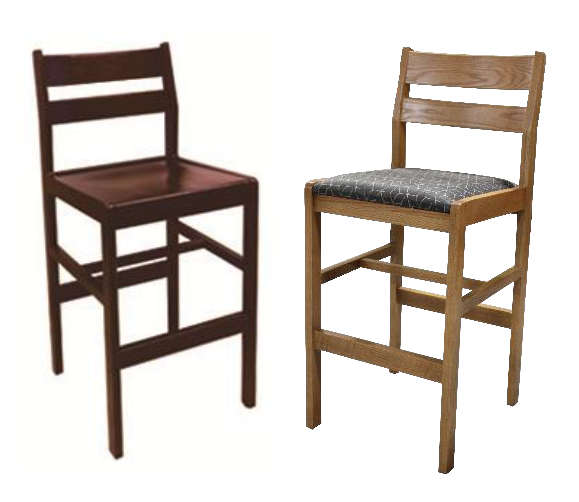 Adam Stool w\/Wood or Upholstered Seat & Back, Various Heights